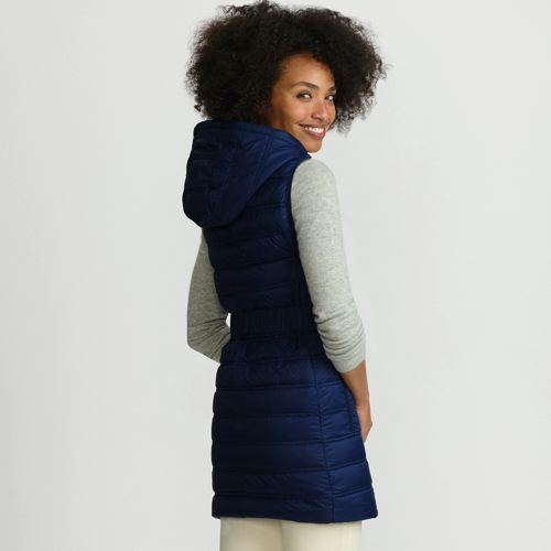  Lands' End Daunenweste Wanderweight Verstaubar Ultraleicht Mit Gürtel, Damen, Größe:40-42 Regular, Blau, Nylon, By Lands' End 