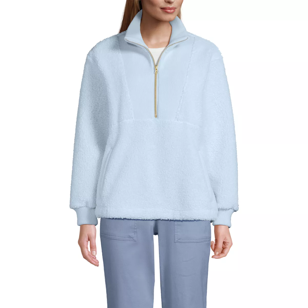 Women's Rib Collar Sherpa Fleece Pullover