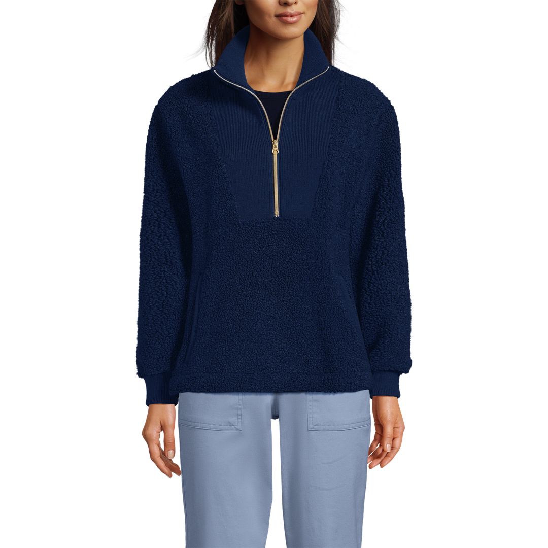 Women's Rib Collar Sherpa Fleece Pullover