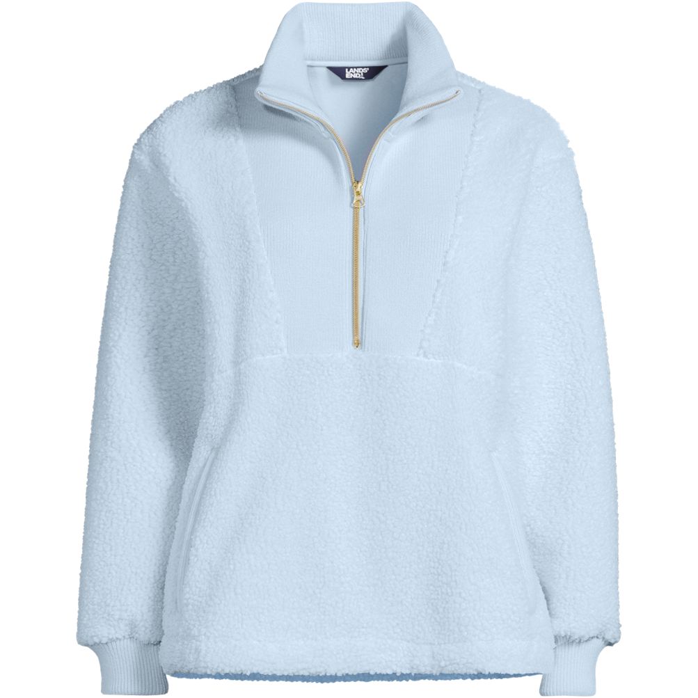 Women's Rib Collar Sherpa Fleece Pullover | Lands' End