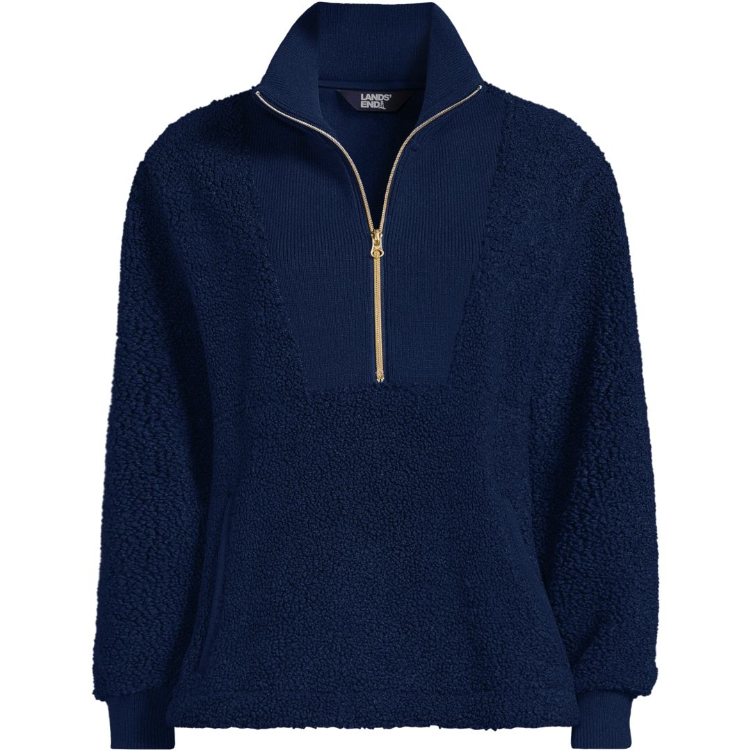 Women's Rib Collar Sherpa Fleece Pullover