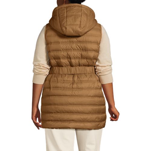  Lands' End Daunenweste Wanderweight Verstaubar Ultraleicht Mit Gürtel, Damen, Größe:48-50 Plus, Beige, Nylon, By Lands' End 