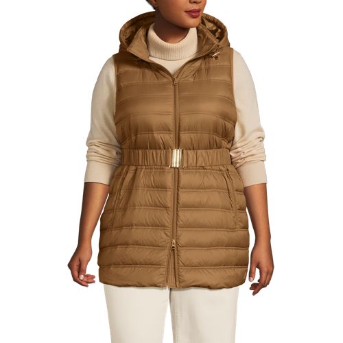  Lands' End Daunenweste Wanderweight Verstaubar Ultraleicht Mit Gürtel, Damen, Größe:48-50 Plus, Beige, Nylon, By Lands' End 
