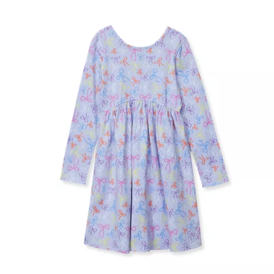 Girls Long Sleeve Gathered Waist Jersey Dress - primary