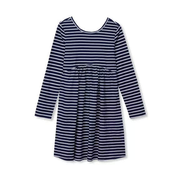 Girls Long Sleeve Gathered Waist Jersey Dress - primary