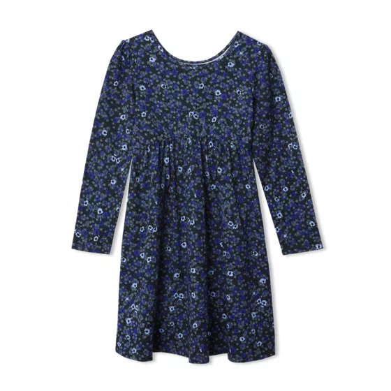 Girls Long Sleeve Gathered Waist Jersey Dress - primary
