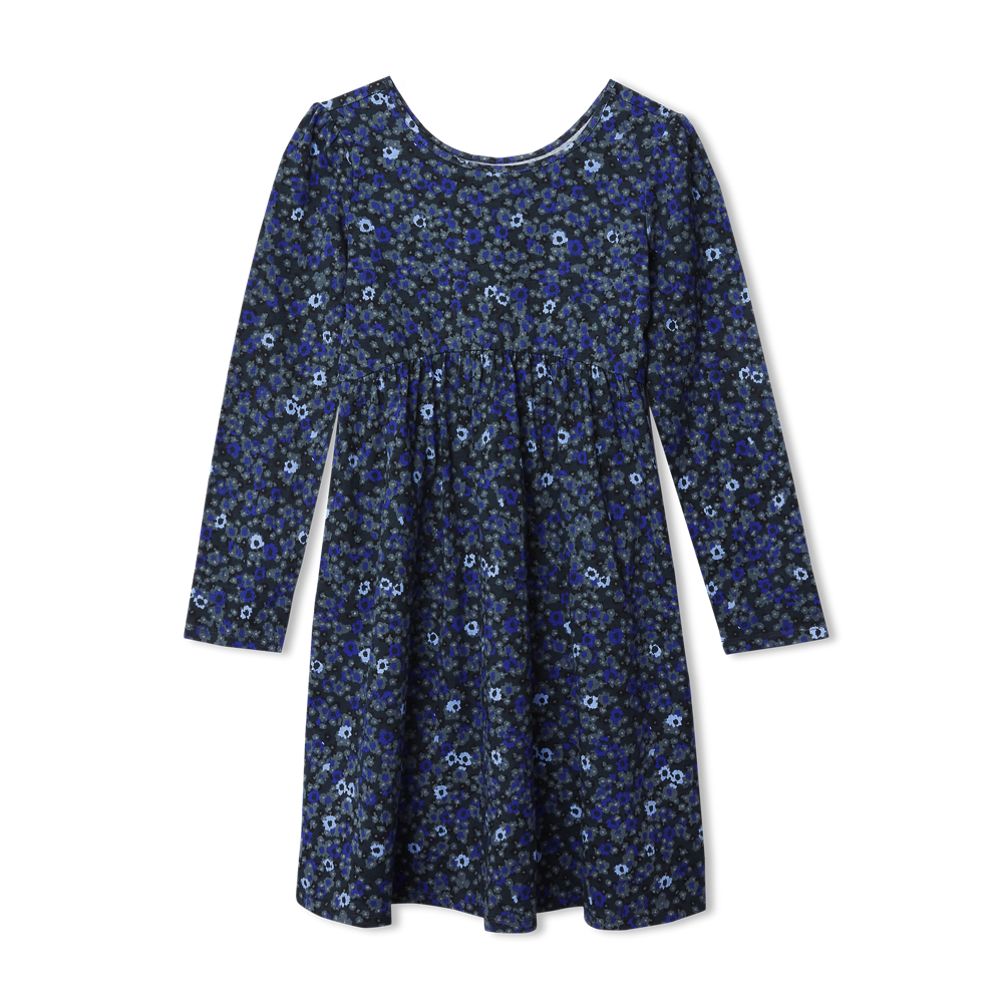 Girls Long Sleeve Gathered Waist Jersey Dress - Lands' End - Black - XL