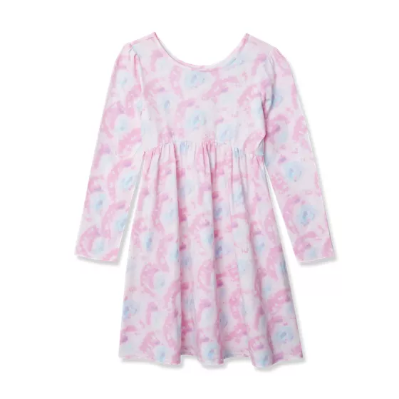 Girls Long Sleeve Gathered Waist Jersey Dress - primary