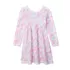 Girls Long Sleeve Gathered Waist Jersey Dress, alternative image