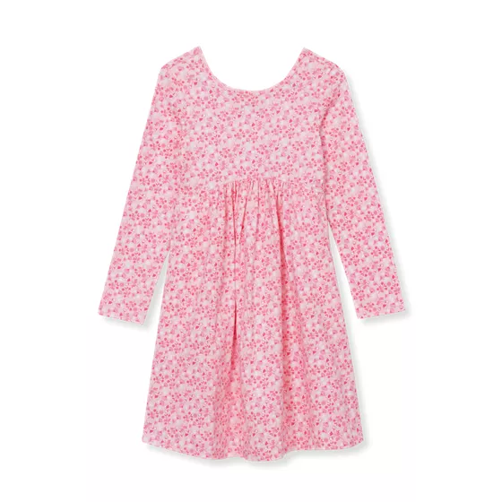 Girls Long Sleeve Gathered Waist Jersey Dress - primary