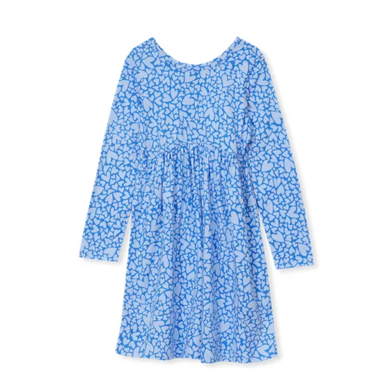 Girls Long Sleeve Gathered Waist Jersey Dress - primary