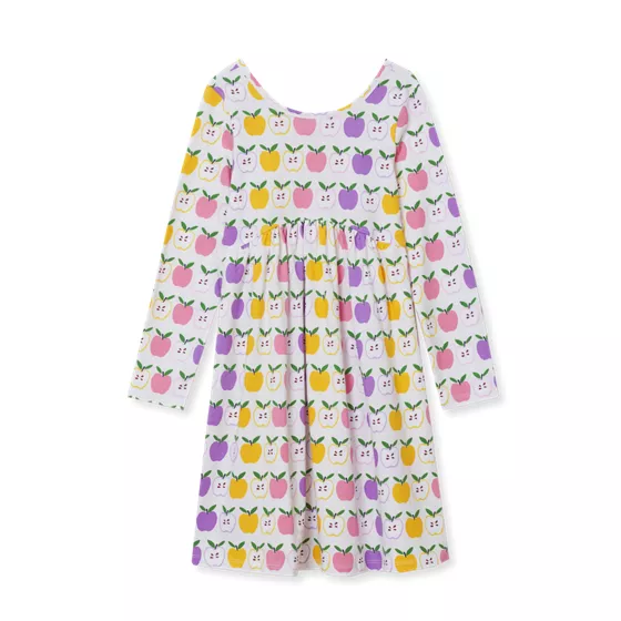 Girls Long Sleeve Gathered Waist Jersey Dress - primary
