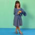 Girls Long Sleeve Gathered Waist Jersey Dress, alternative image
