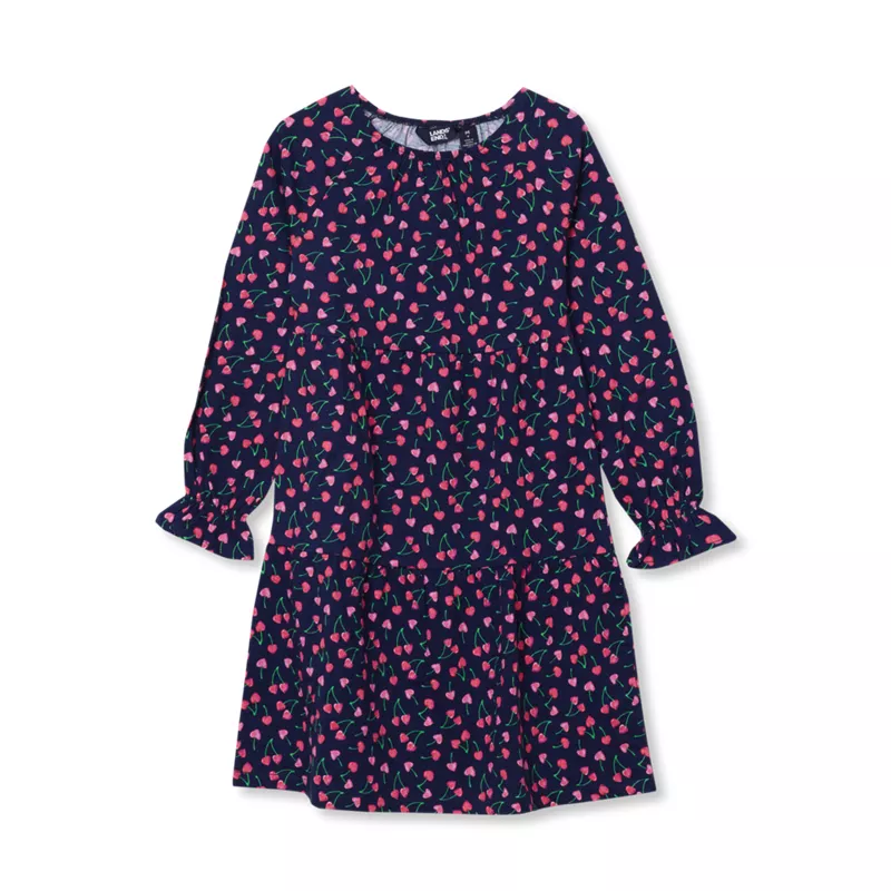 Girls Long Sleeve Tiered Knit Dress, alternative image
