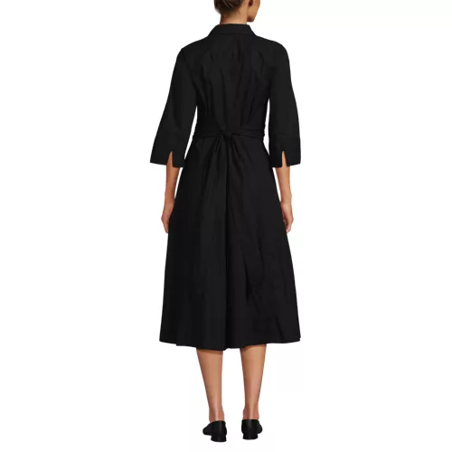 Women's Poplin Midi Wrap Front Dress, Back