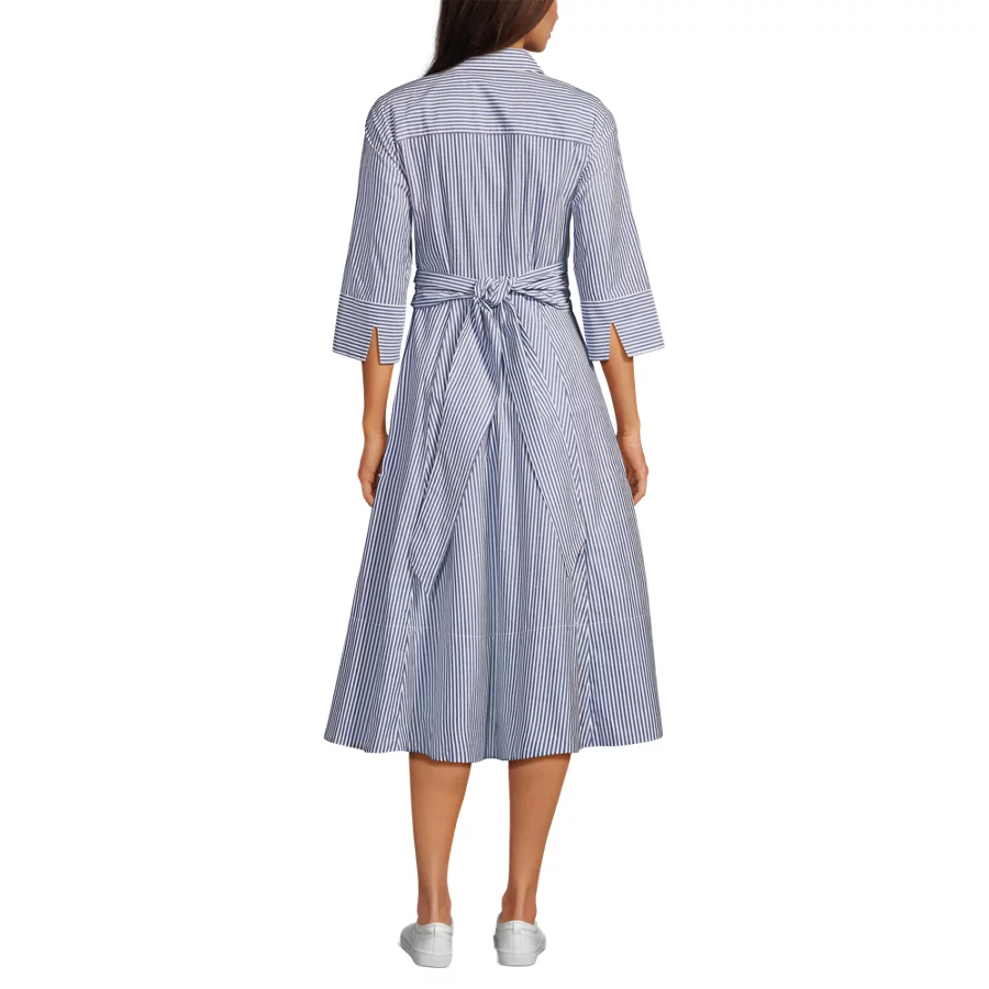Women's Poplin Midi Wrap Front Dress