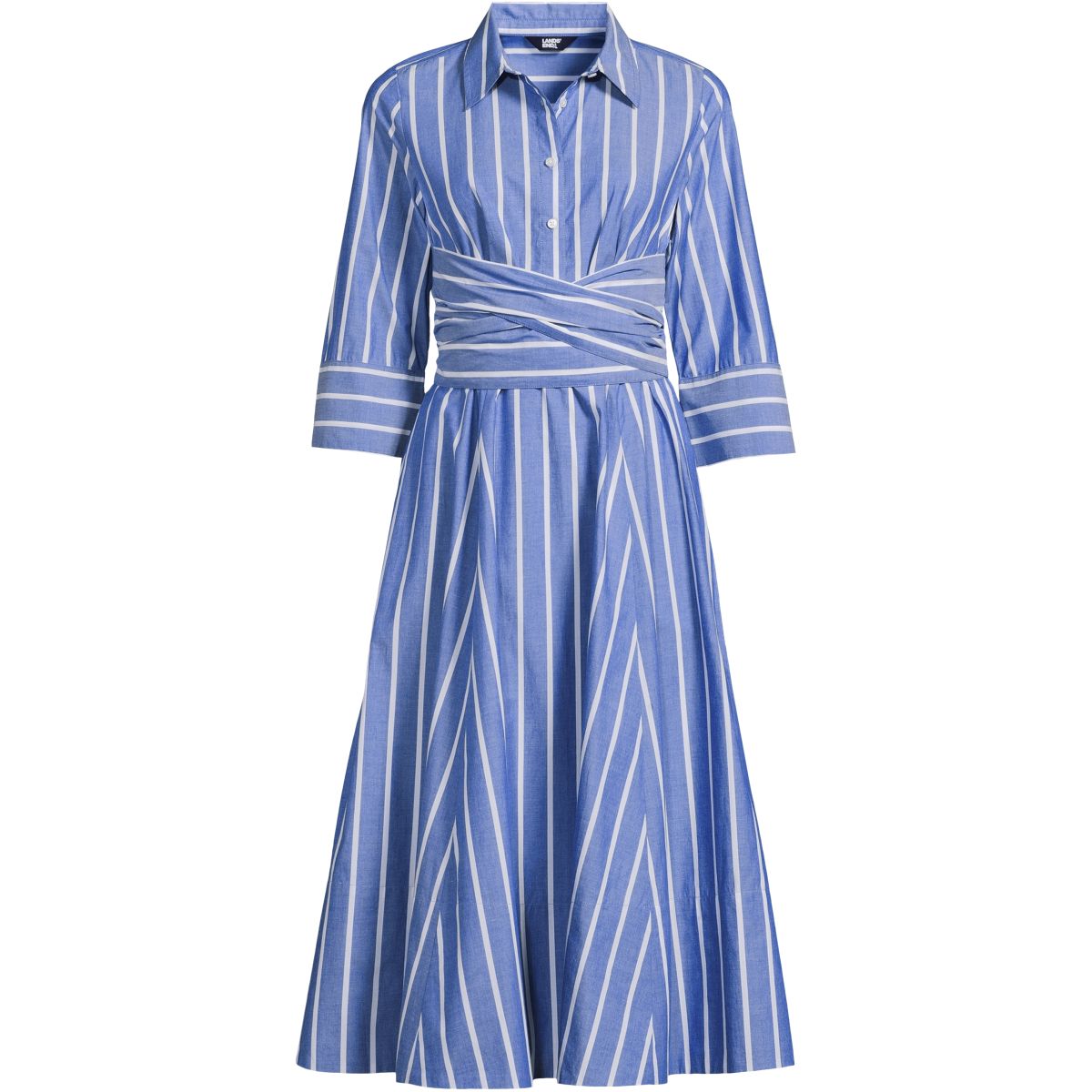 Women's Poplin Midi Wrap Front Dress
