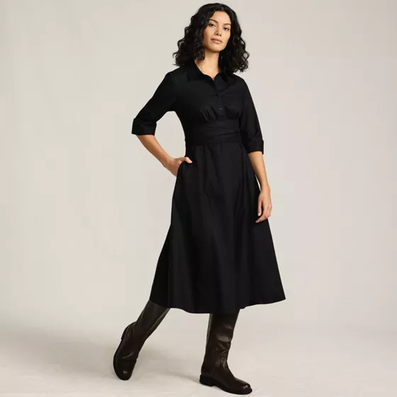 Women's Poplin Midi Wrap Front Dress - primary