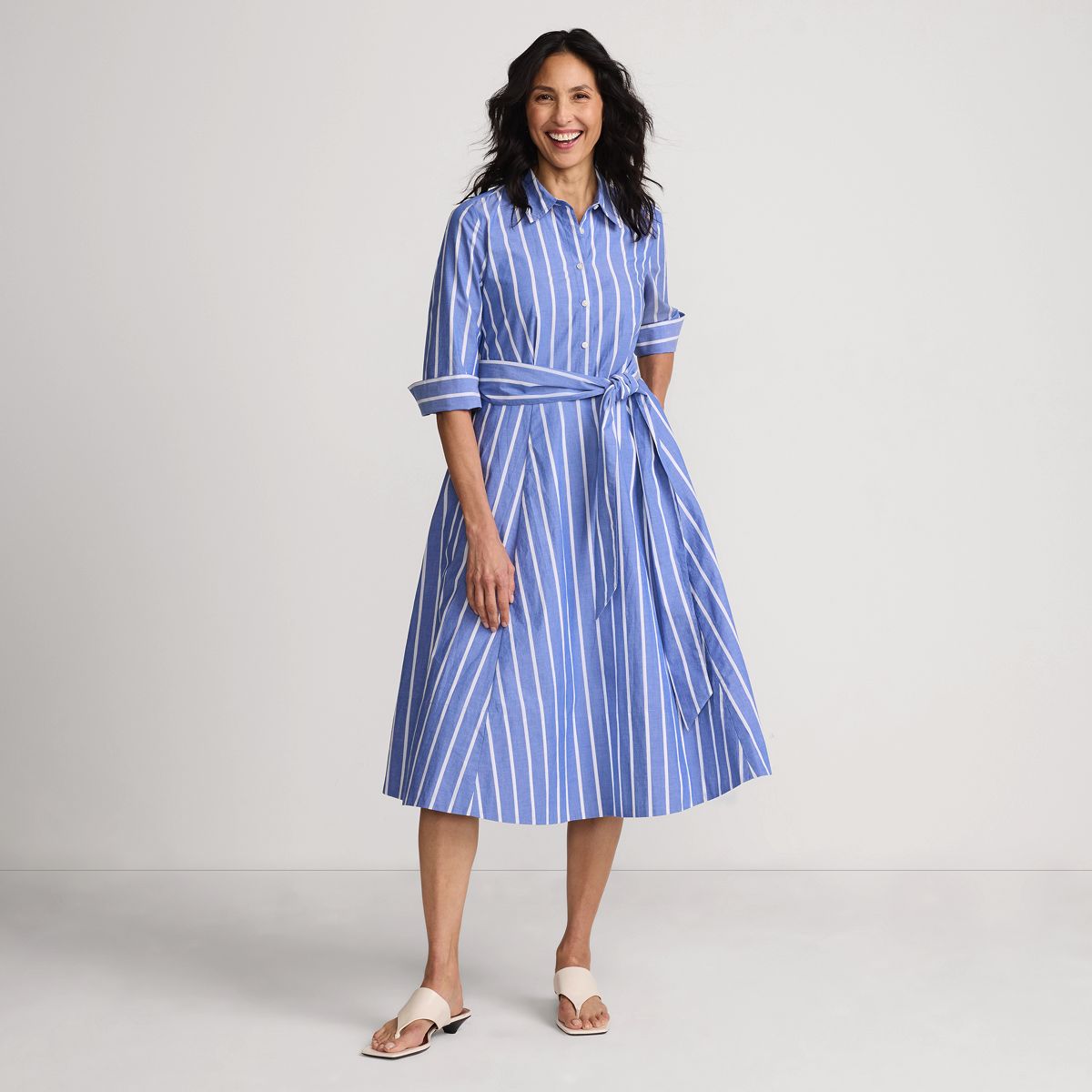 Women's Poplin Midi Wrap Front Dress