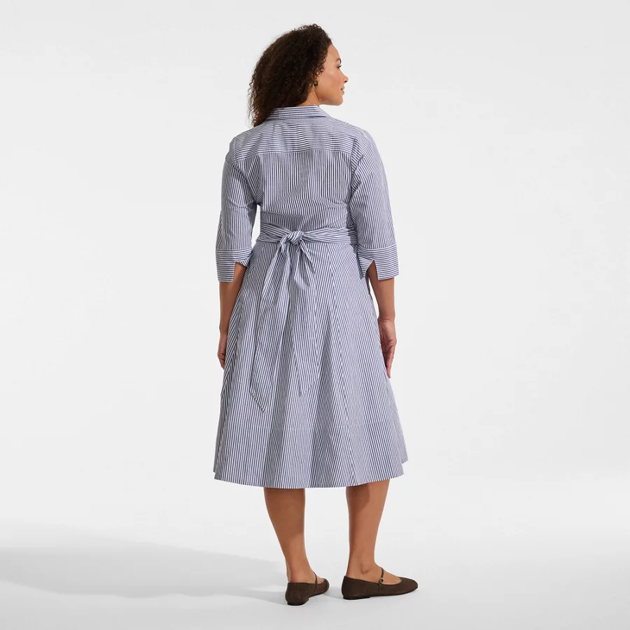 Women's Poplin Midi Wrap Front Dress view 6