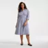 Women's Plus Size Poplin Midi Wrap Front Dress, Front