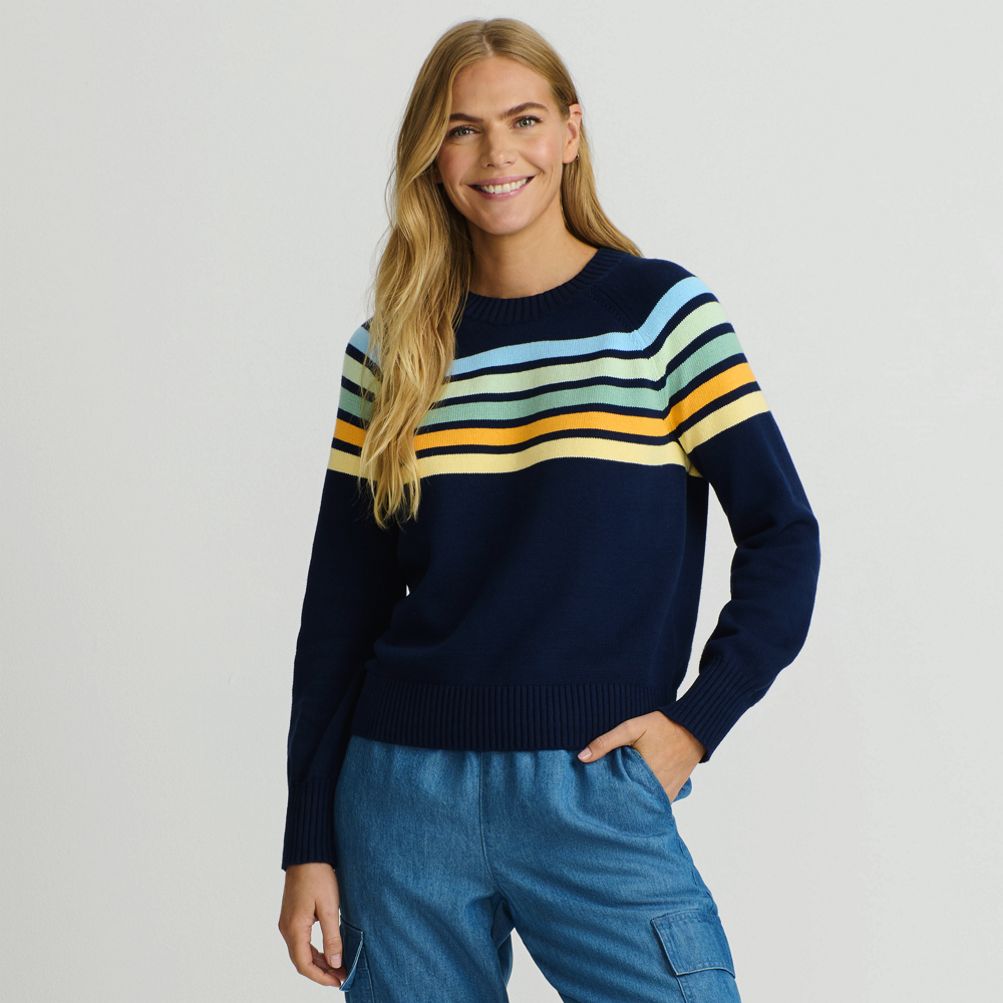 トップス stripe for creative RAGLAN BASIC CREW Women's Drifter Raglan Sleeve Easy Fit Sweater | Lands' End