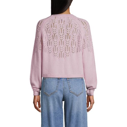  Lands' End Cardigan Mit Ajourstrick, Damen, Größe:44-46 Regular, Lila, Polyacryl/woll-mischung/polyester-mischung, By Lands' End 