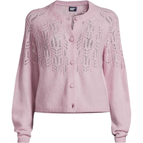 売れ筋商品|||ランズエンド ニット&セーター アウター レディース Women's Drifter Baby Cable VNeck Cardigan Sweater - Set Top Fresh ivory/orchid stripe Lands' End Women's Drifter Baby Cable VNeck Cardigan Sweater