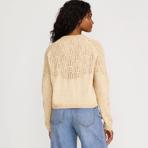  Lands' End Cardigan Mit Ajourstrick, Damen, Größe:40-42 Regular, Beige, Polyacryl/woll-mischung/polyester-mischung, By Lands' End 