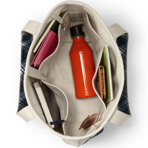 Medium Natural-Plaid 5 Pocket Open Top Canvas Tote Bag, alternative image