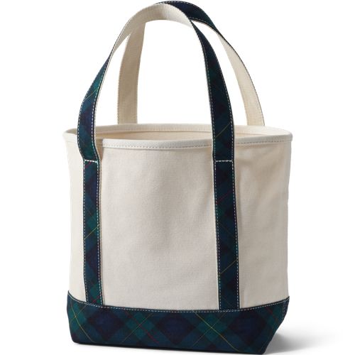 School Uniform Medium Natural-Plaid 5 Pocket Open Top Canvas Tote Bag - image 3