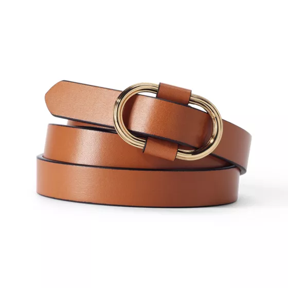 Women's Adjustable Skinny Leather Belt - primary