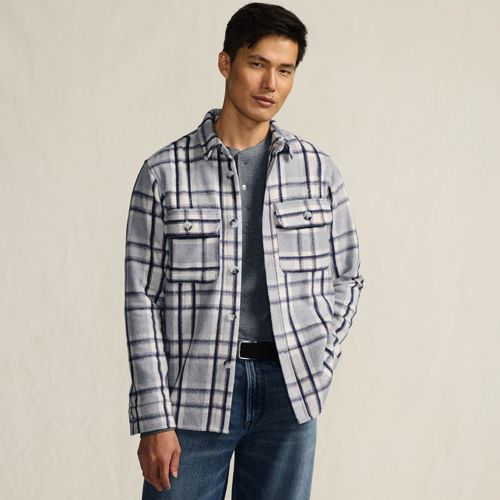 Checked Shacket, Men, size: S, regular, Blue, by Lands' End