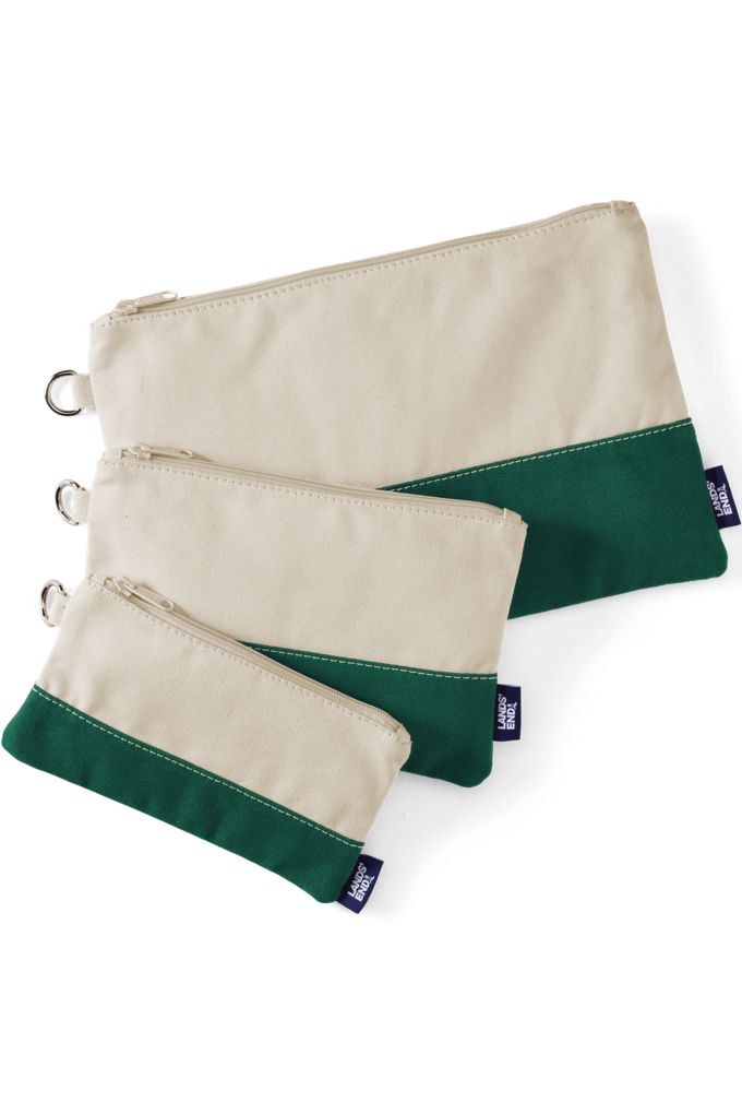 Lands' End Zip Canvas Pouch 3 Pack In White