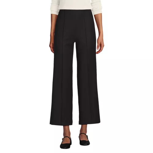 Women's Bi Stretch High Rise Pintuck Wide Leg Crop Pants, Front