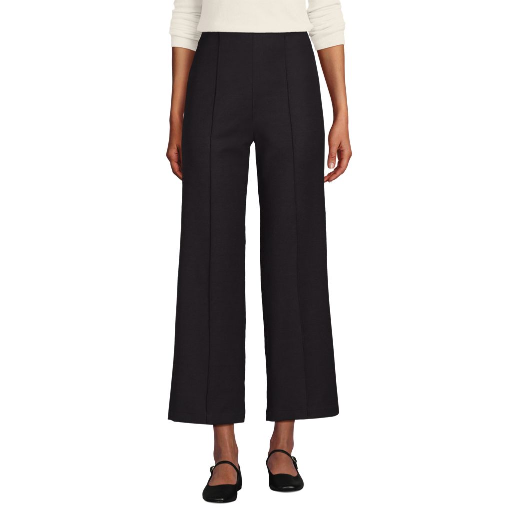 Women's Bi Stretch High Rise Pintuck Wide Leg Crop Pants