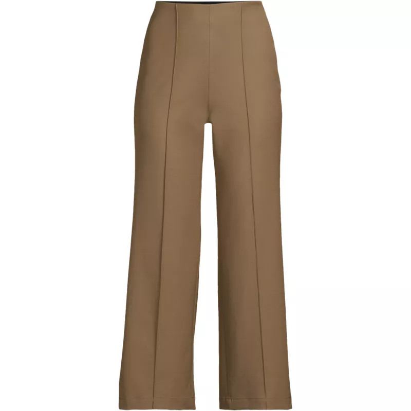 Women's Bi Stretch High Rise Pintuck Wide Leg Crop Pants, Front