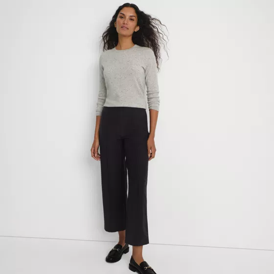Women's Bi Stretch High Rise Pintuck Wide Leg Crop Pants - primary