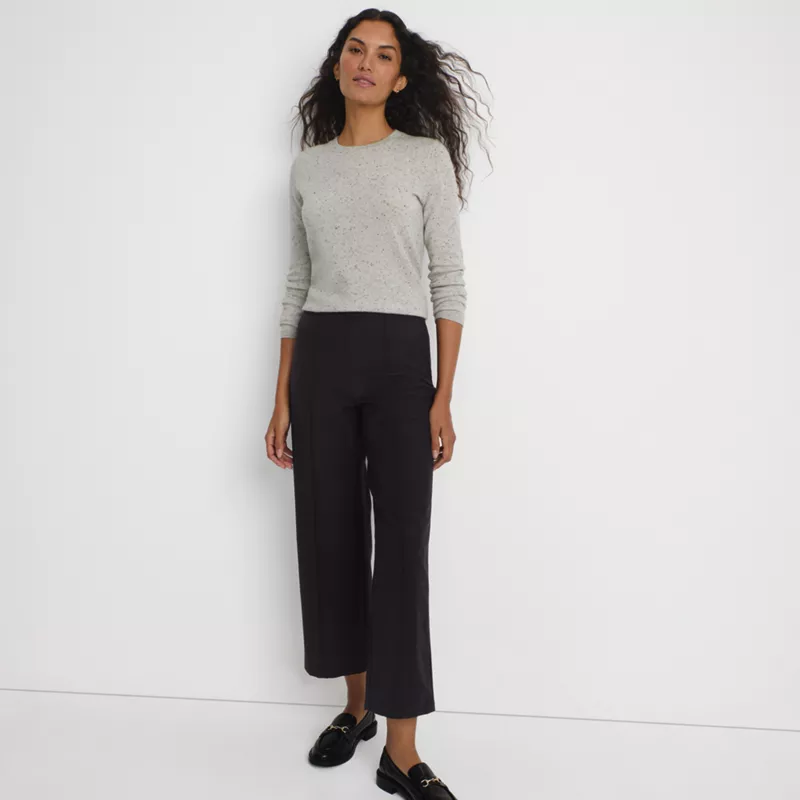 Women's Bi Stretch High Rise Pintuck Wide Leg Crop Pants, alternative image