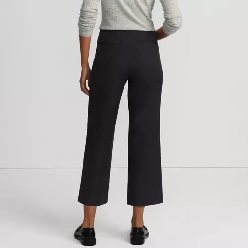 Women's Bi Stretch High Rise Pintuck Wide Leg Crop Pants, Back