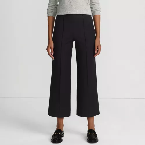 Women's Bi Stretch High Rise Pintuck Wide Leg Crop Pants, Front