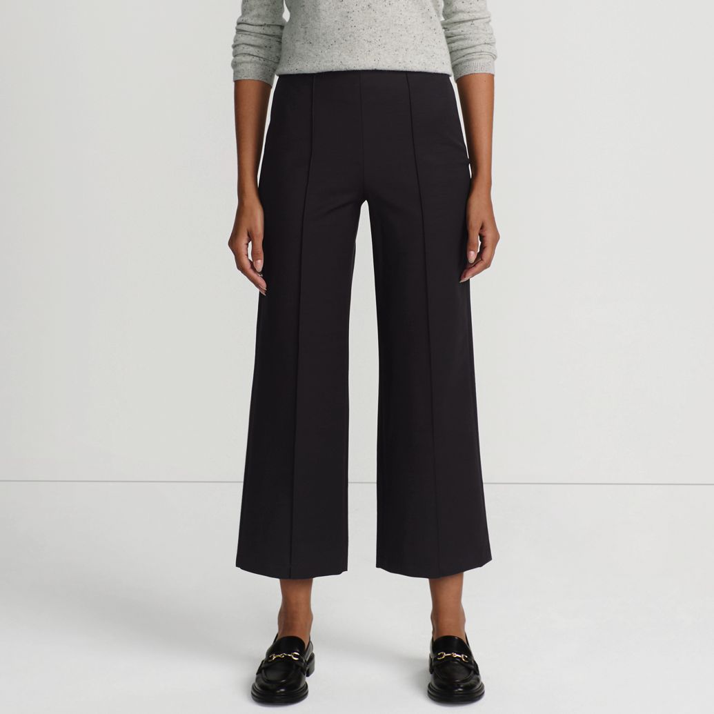 Women's Bi Stretch High Rise Pintuck Wide Leg Crop Pants