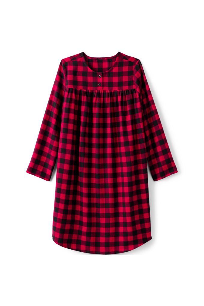Girls Flannel Nightgown - Lands' End - Red - 2