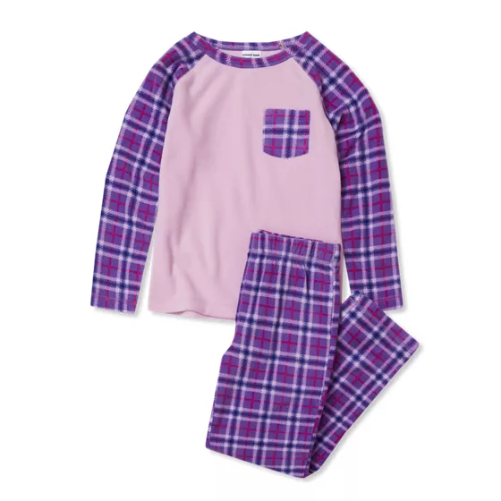 Kids Long Sleeve Pocket Fleece Pajama Set - primary