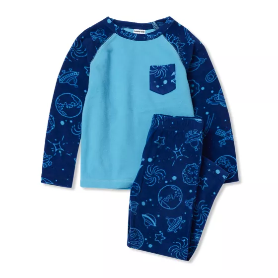 Kids Long Sleeve Pocket Fleece Pajama Set - primary