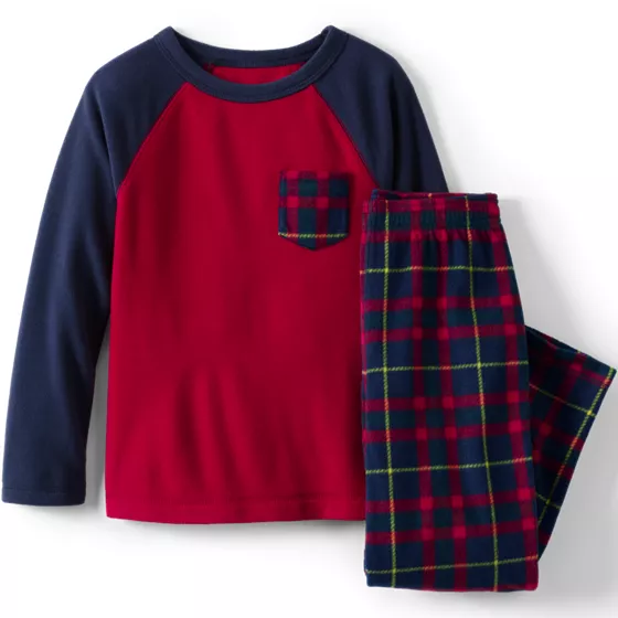 Kids Long Sleeve Pocket Fleece Pajama Set - primary