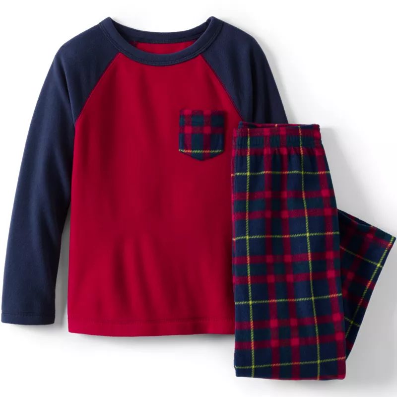 Kids Long Sleeve Pocket Fleece Pajama Set, alternative image