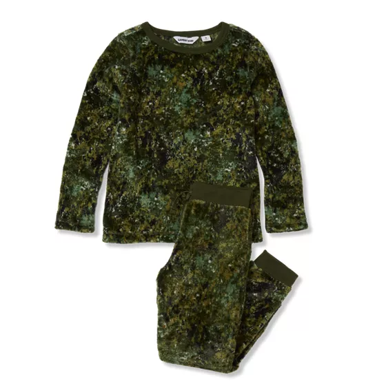 Kids Long Sleeve Plush Fleece Pajama Set - primary