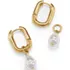 Water-Resistant Convertible Pearl Hoop Earrings, Front