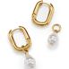 Water-Resistant Convertible Pearl Hoop Earrings, Front